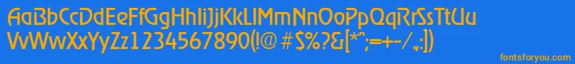 RagtimeRegular-Schriftart – Orangefarbene Schriften auf blauem Hintergrund