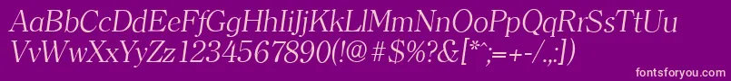 ClearfaceserialLightItalic-Schriftart – Rosa Schriften auf violettem Hintergrund
