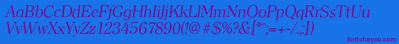 ClearfaceserialLightItalic-Schriftart – Violette Schriften auf blauem Hintergrund