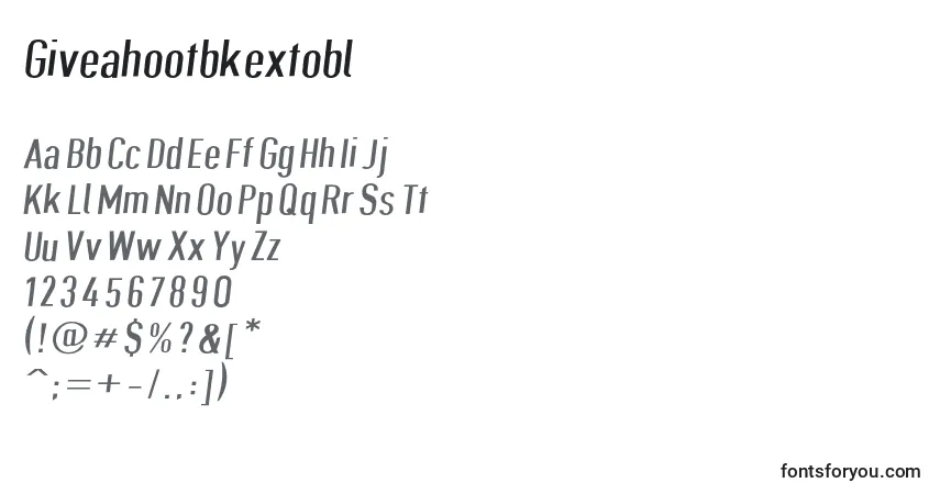 Czcionka Giveahootbkextobl – alfabet, cyfry, specjalne znaki