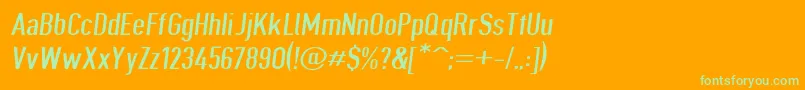 Fonte Giveahootbkextobl – fontes verdes em um fundo laranja