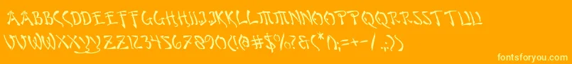 BushidoLeftalic Font – Yellow Fonts on Orange Background