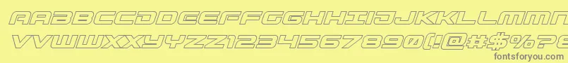 フォントGunshipoutital – 黄色の背景に灰色の文字