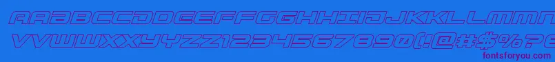 Gunshipoutital-Schriftart – Violette Schriften auf blauem Hintergrund