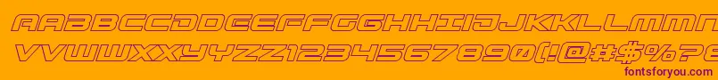 Gunshipoutital-Schriftart – Violette Schriften auf orangefarbenem Hintergrund