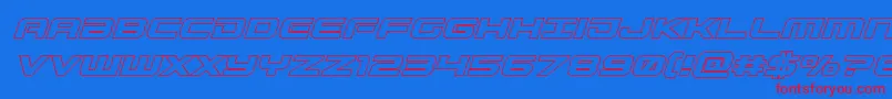 フォントGunshipoutital – 赤い文字の青い背景