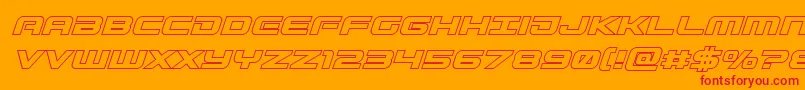 Fonte Gunshipoutital – fontes vermelhas em um fundo laranja