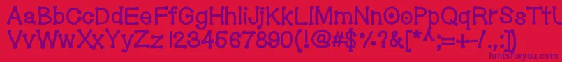 Geldoticalowercasethickf-fontti – violetit fontit punaisella taustalla
