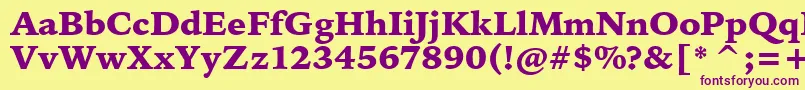 BitstreamIowanOldStyleBlackBt Font – Purple Fonts on Yellow Background