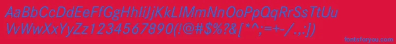 CorporateSW10Italic-Schriftart – Blaue Schriften auf rotem Hintergrund
