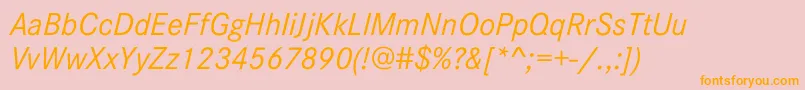 CorporateSW10Italic-Schriftart – Orangefarbene Schriften auf rosa Hintergrund