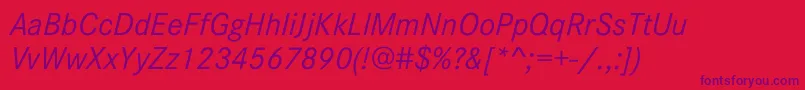 フォントCorporateSW10Italic – 赤い背景に紫のフォント