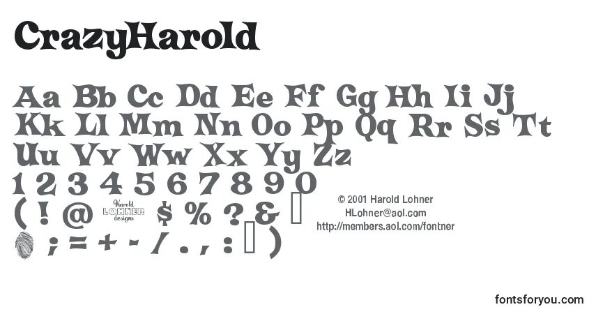 Fuente CrazyHarold - alfabeto, números, caracteres especiales