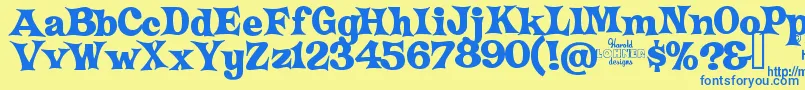 CrazyHarold Font – Blue Fonts on Yellow Background