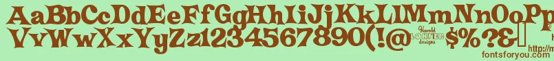 フォントCrazyHarold – 緑の背景に茶色のフォント