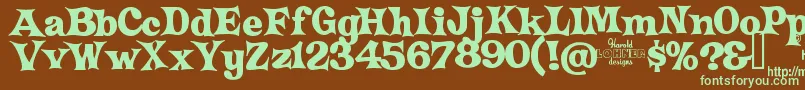 CrazyHarold-Schriftart – Grüne Schriften auf braunem Hintergrund