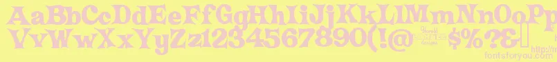 CrazyHarold-Schriftart – Rosa Schriften auf gelbem Hintergrund