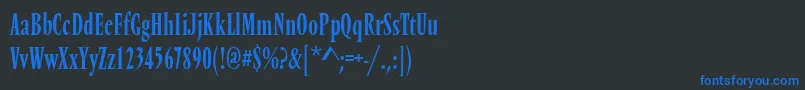 フォントVendometregcon – 黒い背景に青い文字