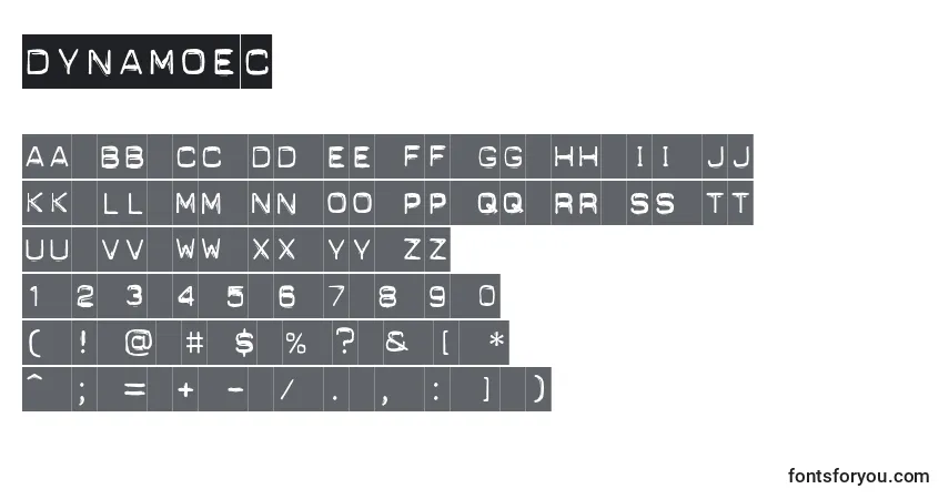 Czcionka Dynamoec – alfabet, cyfry, specjalne znaki