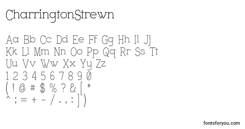 CharringtonStrewn-fontti – aakkoset, numerot, erikoismerkit