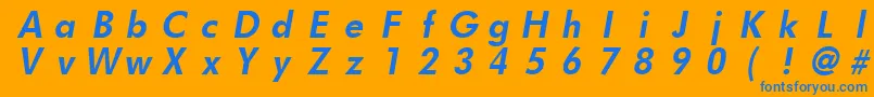 FuturistfixedwidthBoldItalic Font – Blue Fonts on Orange Background