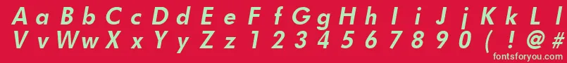 FuturistfixedwidthBoldItalic Font – Green Fonts on Red Background