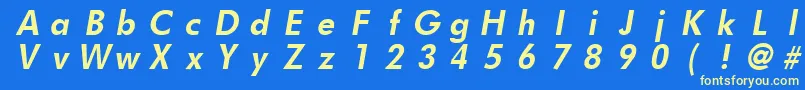 FuturistfixedwidthBoldItalic Font – Yellow Fonts on Blue Background