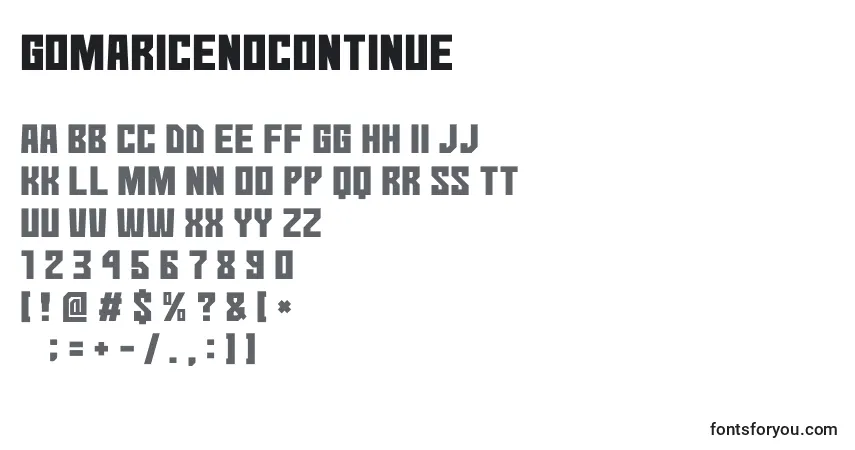 Czcionka GomariceNoContinue – alfabet, cyfry, specjalne znaki