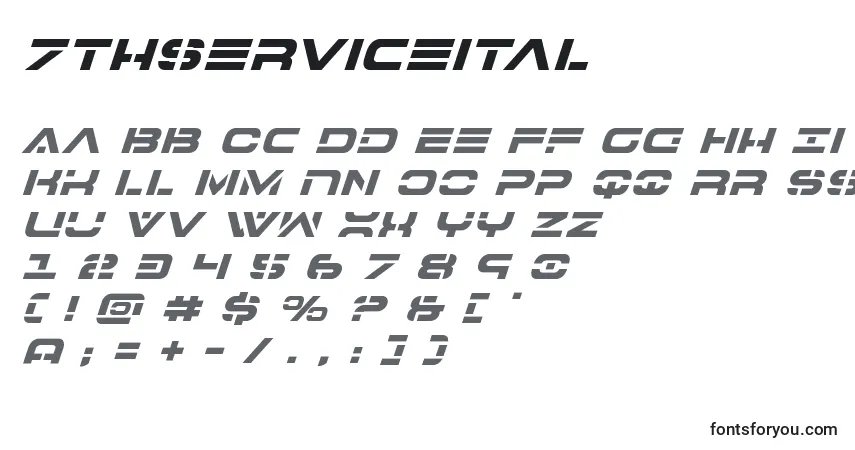 Schriftart 7thserviceital – Alphabet, Zahlen, spezielle Symbole