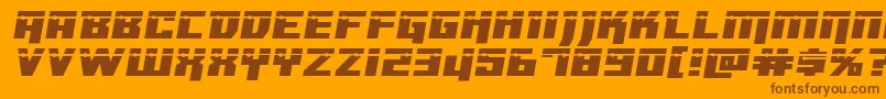 Dangerbotexpandlaser-Schriftart – Braune Schriften auf orangefarbenem Hintergrund