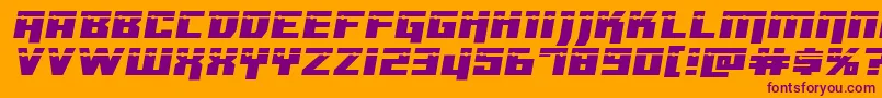 Dangerbotexpandlaser-Schriftart – Violette Schriften auf orangefarbenem Hintergrund
