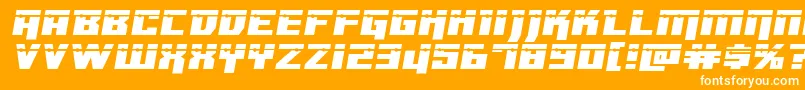 Dangerbotexpandlaser-Schriftart – Weiße Schriften auf orangefarbenem Hintergrund