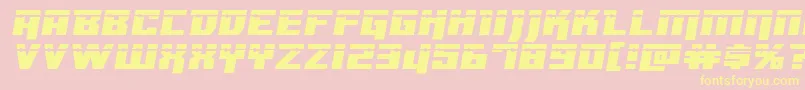 Dangerbotexpandlaser-Schriftart – Gelbe Schriften auf rosa Hintergrund