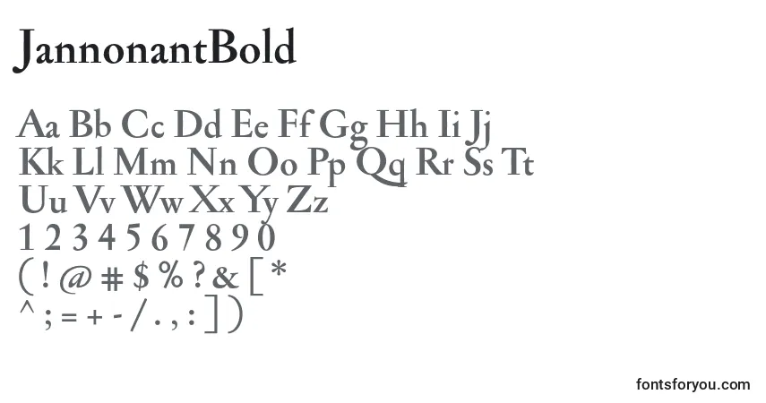 Шрифт JannonantBold – алфавит, цифры, специальные символы