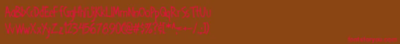 Handa ffy-Schriftart – Rote Schriften auf braunem Hintergrund
