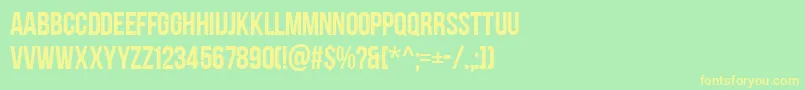 フォントAaBebasneue – 黄色の文字が緑の背景にあります