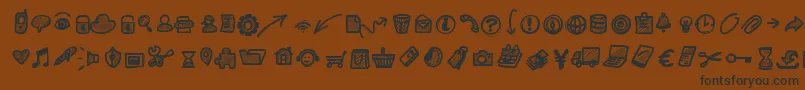 フォントPwsmallicons – 黒い文字が茶色の背景にあります