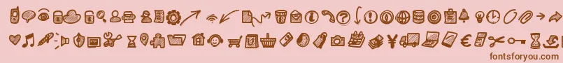 フォントPwsmallicons – ピンクの背景に茶色のフォント