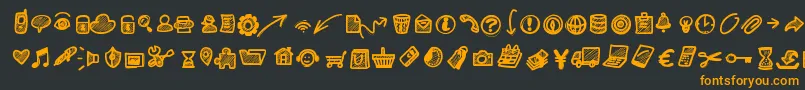 Pwsmallicons Font – Orange Fonts on Black Background