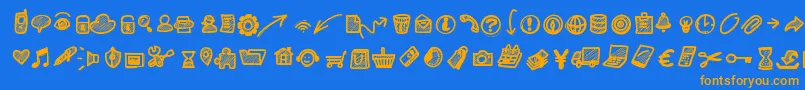 Fonte Pwsmallicons – fontes laranjas em um fundo azul