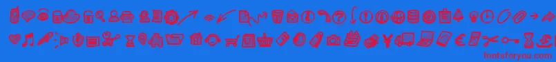 Pwsmallicons-Schriftart – Rote Schriften auf blauem Hintergrund