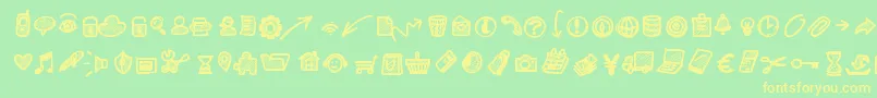 Pwsmallicons Font – Yellow Fonts on Green Background