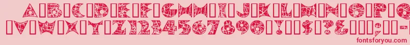PollockMfInitials-Schriftart – Rote Schriften auf rosa Hintergrund
