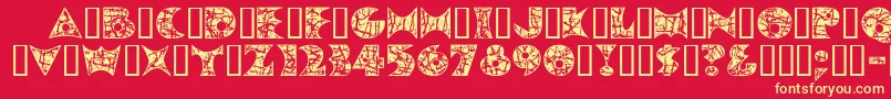 Czcionka PollockMfInitials – żółte czcionki na czerwonym tle