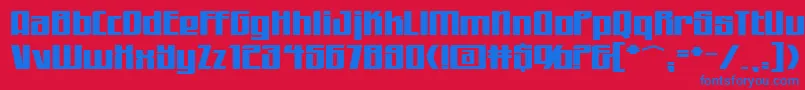 WorkingmanExtended-Schriftart – Blaue Schriften auf rotem Hintergrund