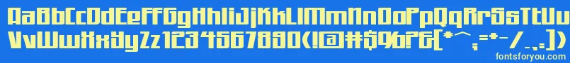 フォントWorkingmanExtended – 黄色の文字、青い背景