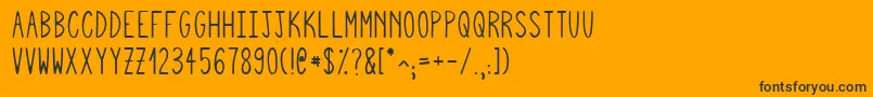 Fonte Squigglyasta – fontes pretas em um fundo laranja