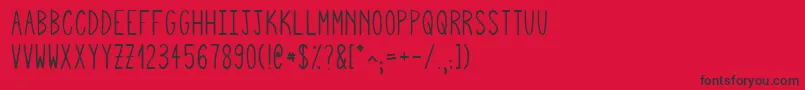 Fonte Squigglyasta – fontes pretas em um fundo vermelho