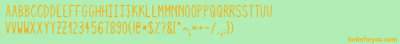 Fonte Squigglyasta – fontes laranjas em um fundo verde
