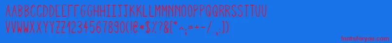 Police Squigglyasta – polices rouges sur fond bleu